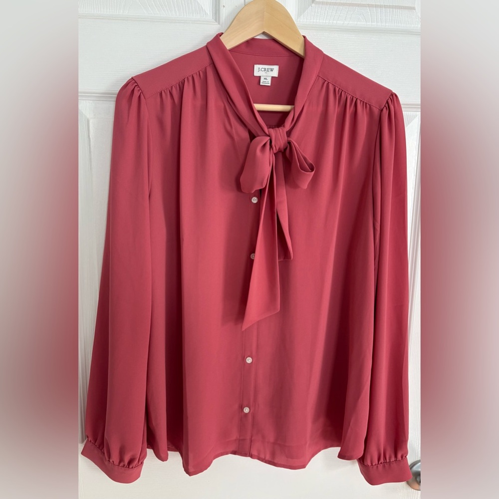 J. Crew Pink Tie Blouse